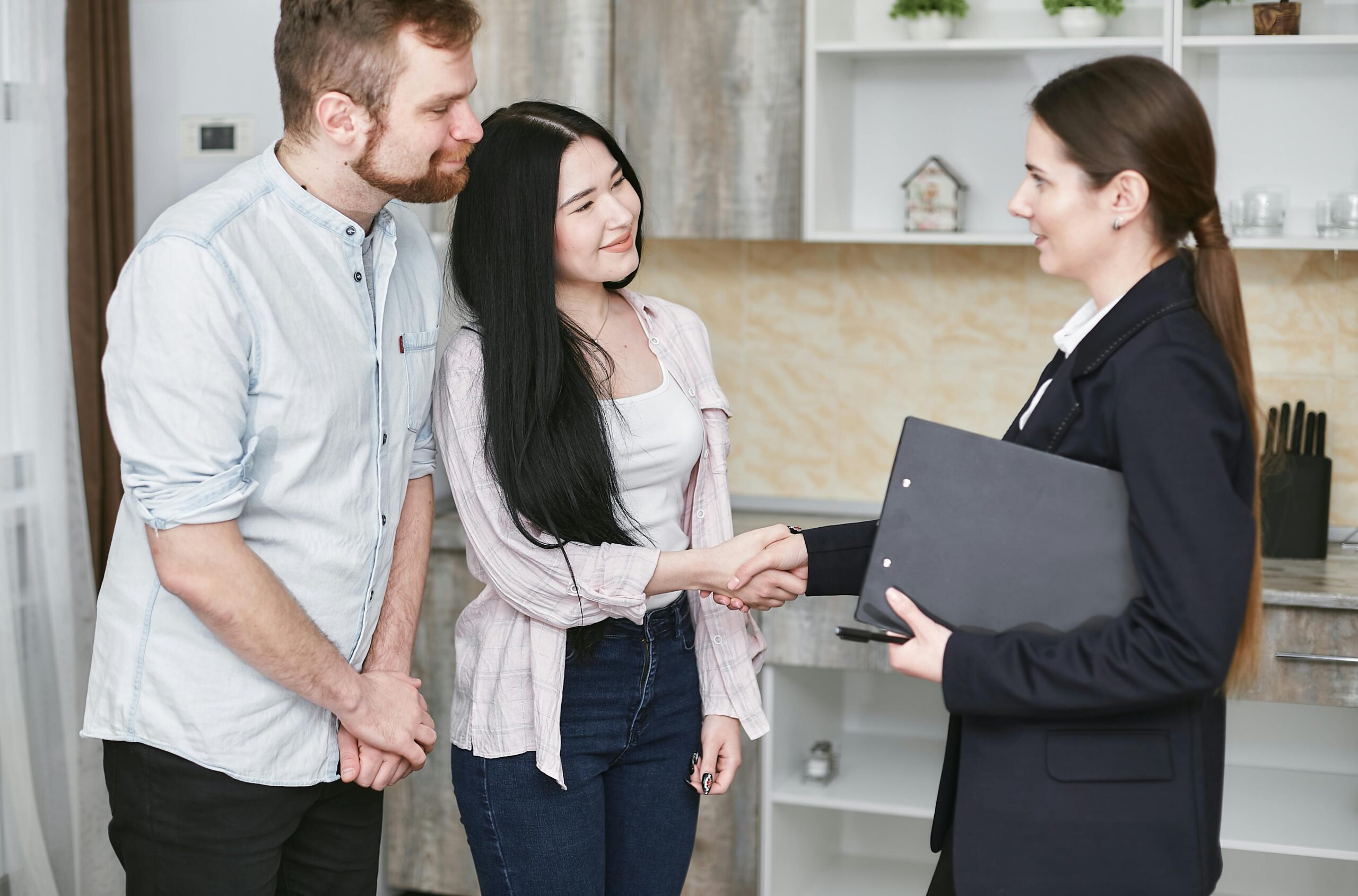 Woman talking to her clients